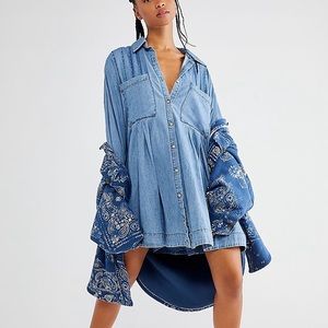 Free People NWT Denim Voyer Dress. Size XL.